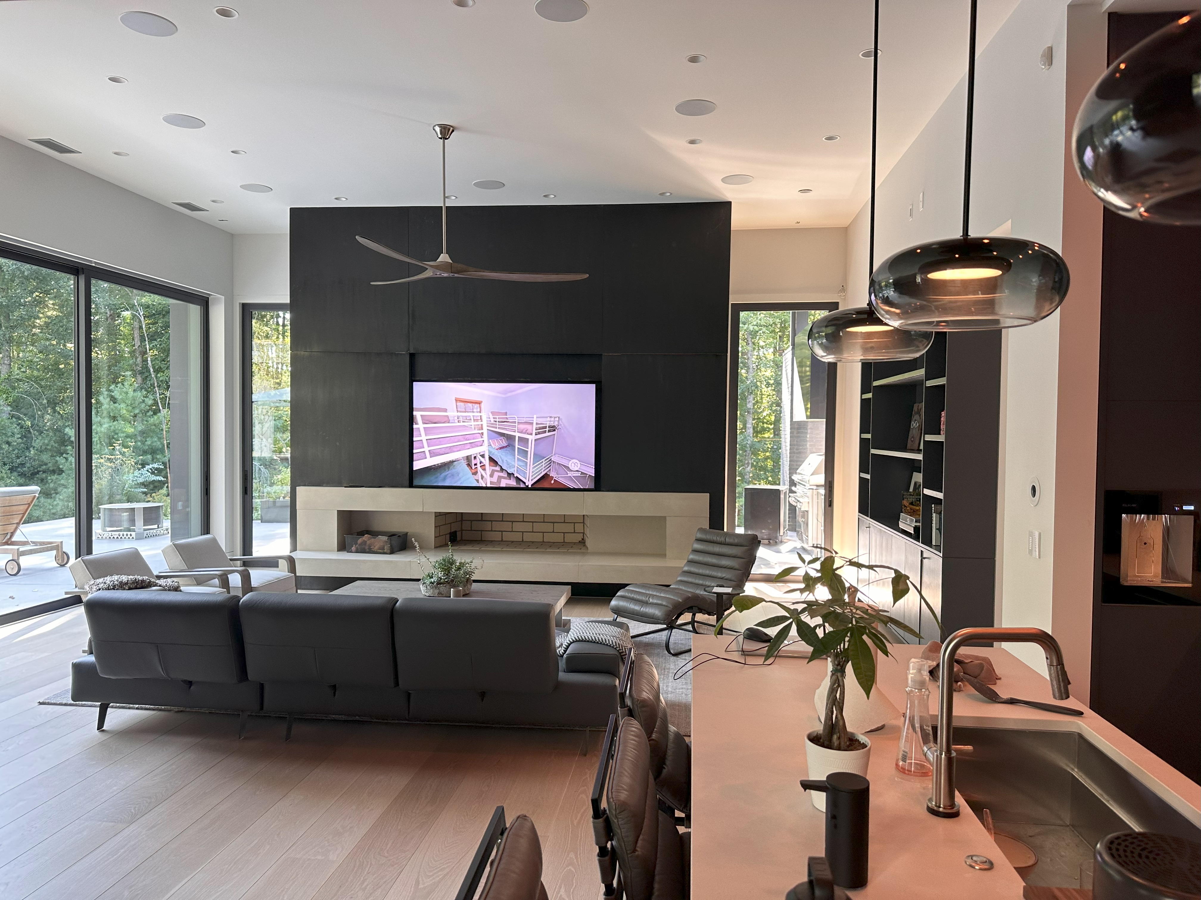 Modern custom kitchen with dark cabinetry and island in Asheville, NC