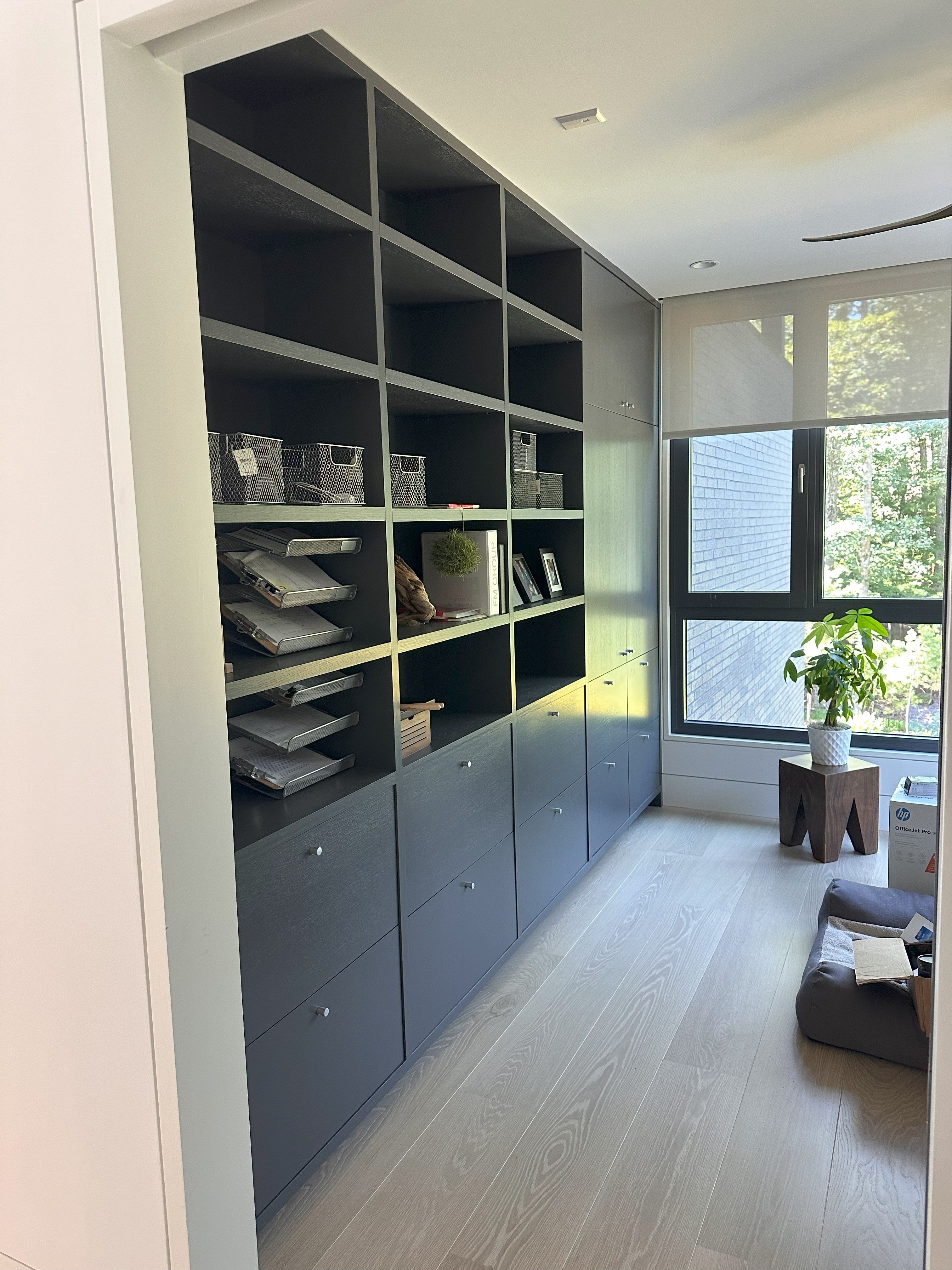 Modern custom kitchen with dark cabinetry and island in Asheville, NC