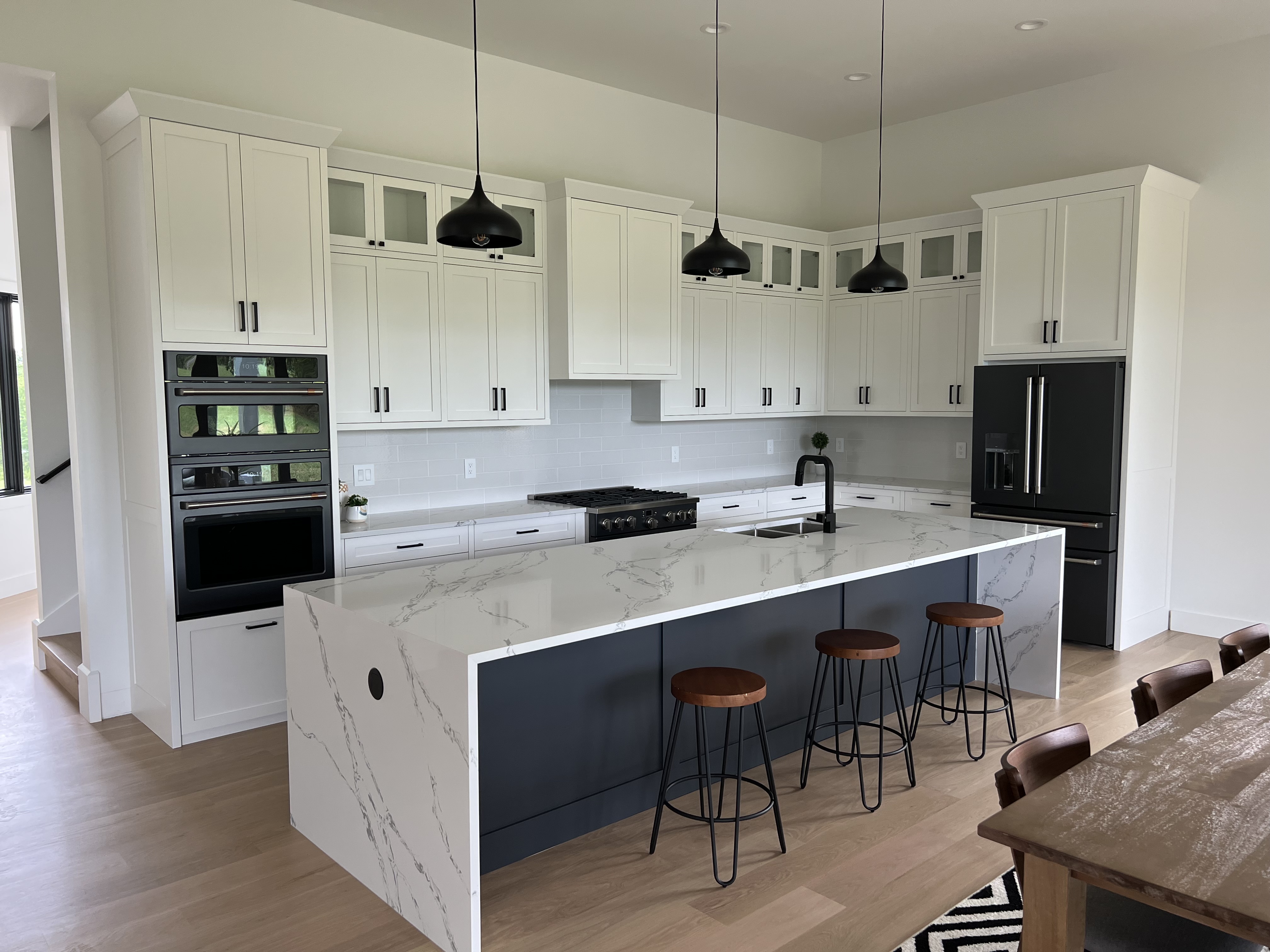 Custom kitchen with large island and modern cabinetry in Asheville, NC