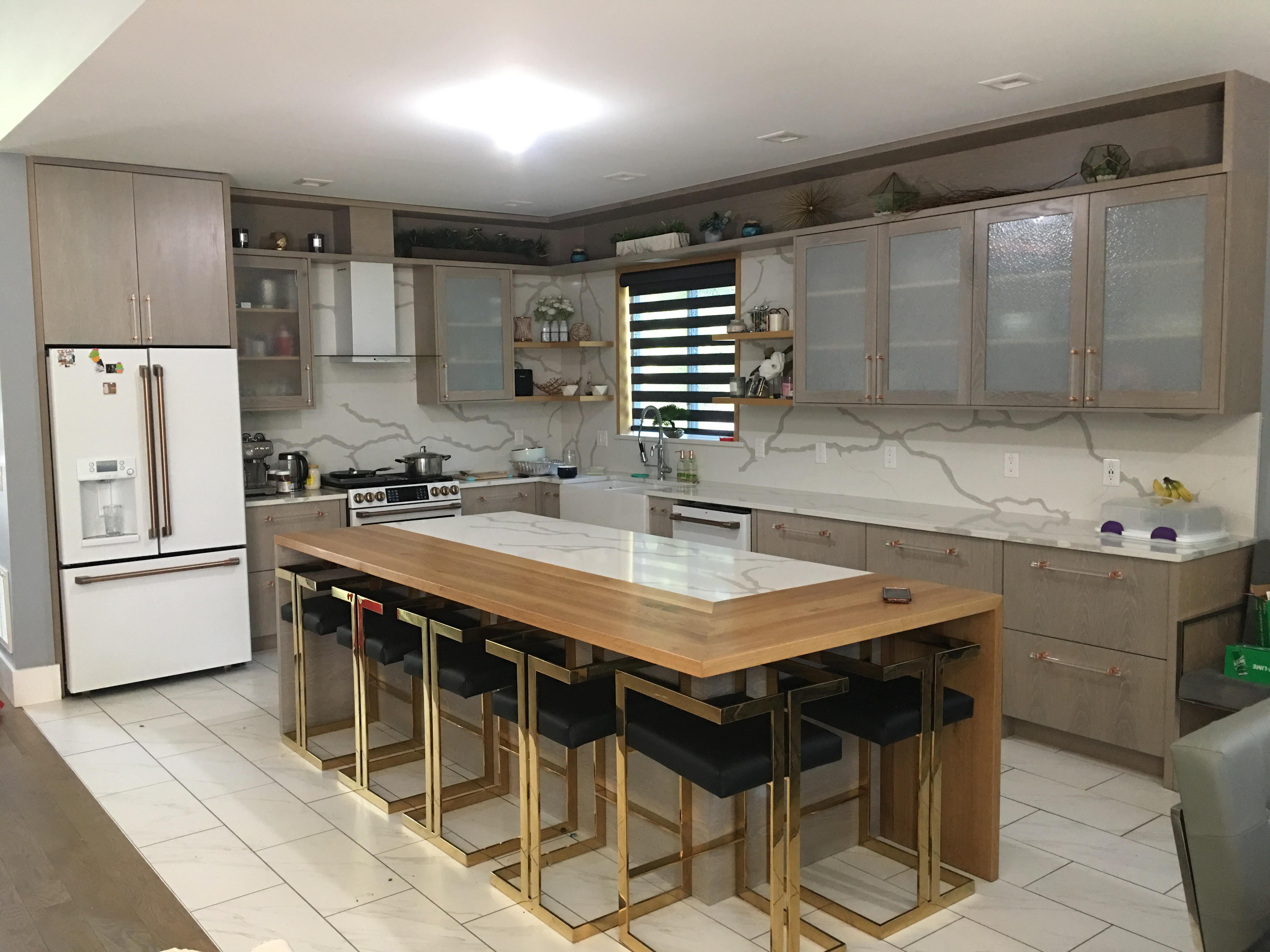 Custom kitchen with large island and modern cabinetry in Asheville, NC