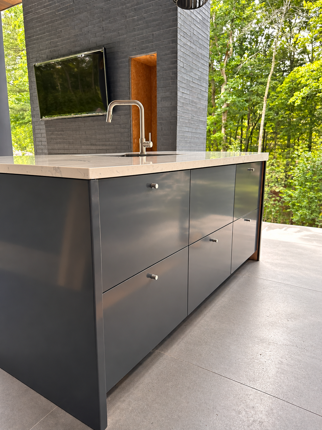 Custom kitchen with large island and modern cabinetry in Asheville, NC