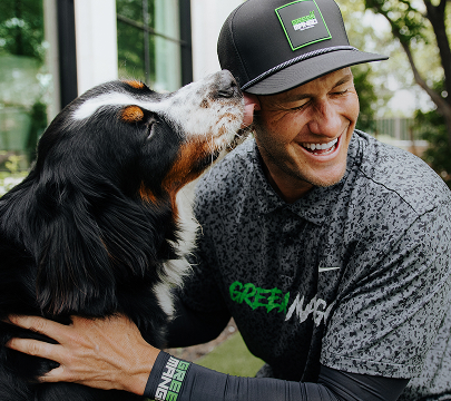 Cameron Bawden with his dog, entrepreneur, mentor and investor