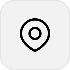 Map location pin icon inside a rounded square with light gray background.