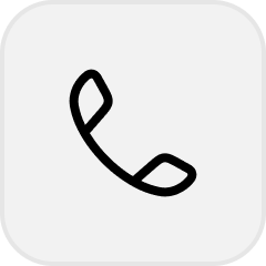 Black telephone handset icon on a rounded square gray background.