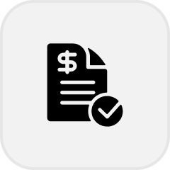 Icon of a document with a dollar sign and a checkmark indicating payment or billing confirmation.
