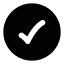Black check mark icon inside a black circle.