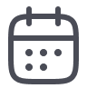 Icon of a calendar with two binder rings and seven date dots displayed.