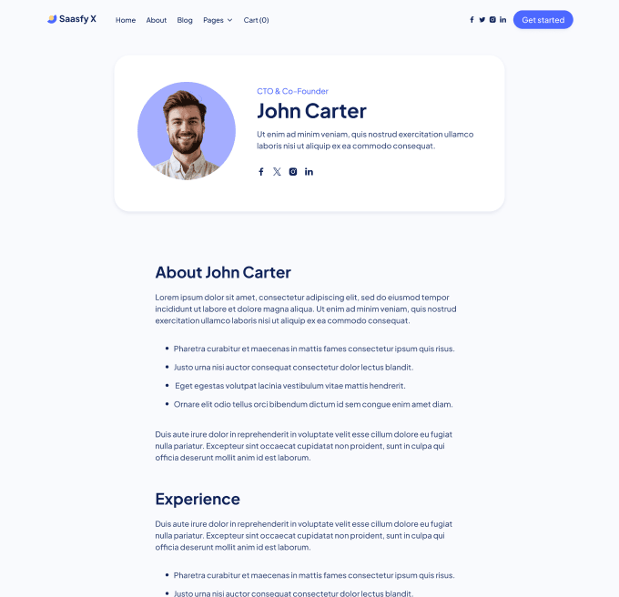 Saasfy X - Team Single Page - Saasfy Saas Webflow Template
