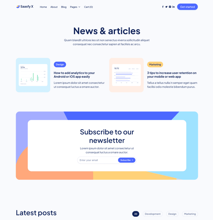Saasfy X - Blog V1 Main Page - Saasfy Saas Webflow Template