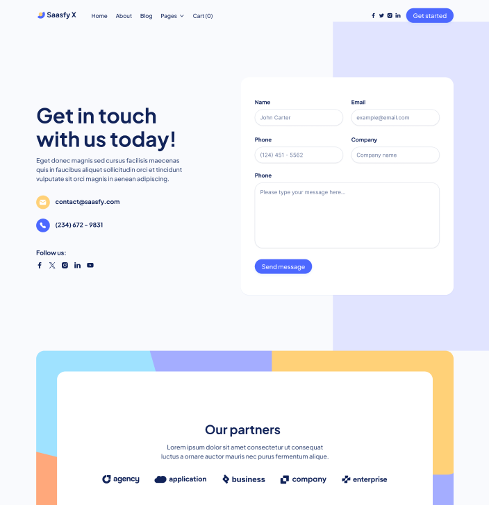 Saasfy X - Contact Main Page - Saasfy Saas Webflow Template
