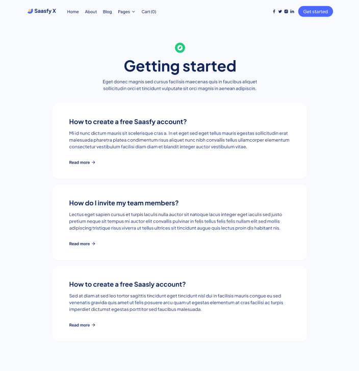 Saasfy X - Help Center Category Main Page - Saasfy Saas Webflow Template