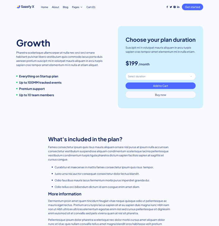 Saasfy X - Pricing Single Main Page - Saasfy Saas Webflow Template