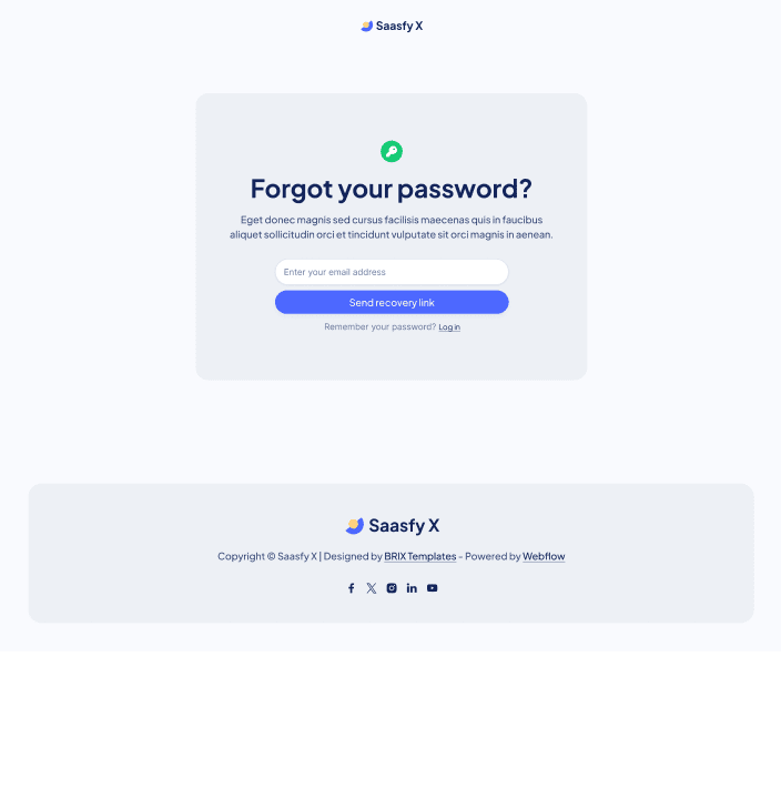 Saasfy X - Forgot Password Utility Page - Saasfy Saas Webflow Template
