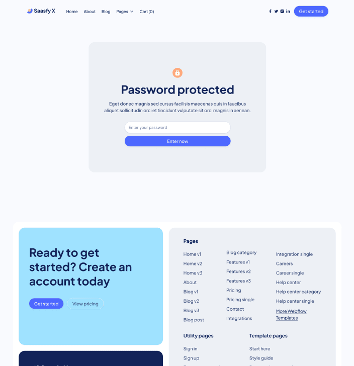 Saasfy X - Password Protected Utility Page - Saasfy Saas Webflow Template