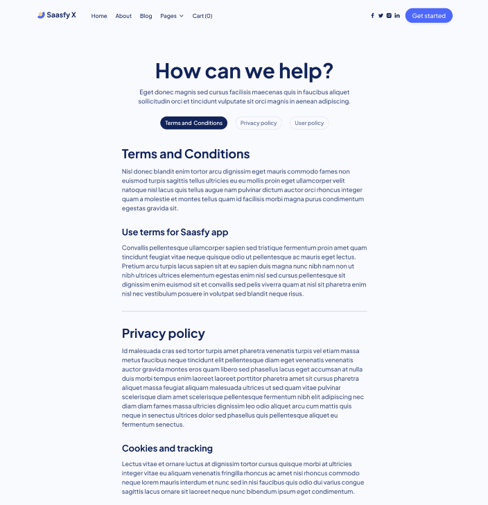 Saasfy X - Terms And Conditions Utility Page - Saasfy Saas Webflow Template
