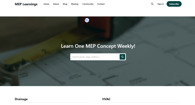 MEP Learnings website screenshot