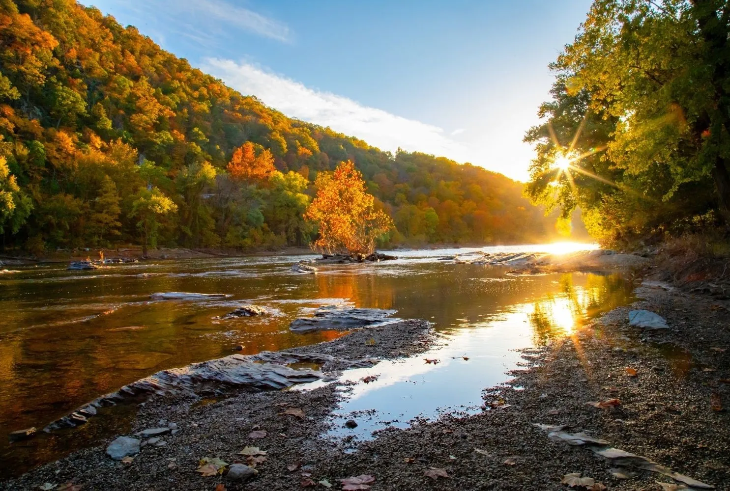 river with beautiful sunbeam