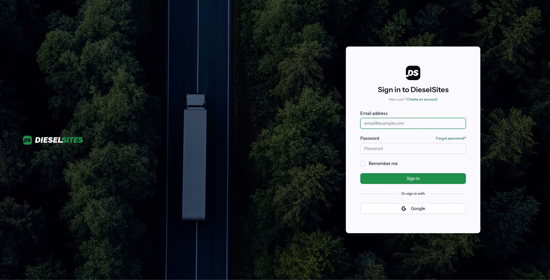 Login page of an app