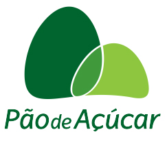 Logotipo da marca Pão de Açúcar com desenho abstrato de folhas verdes.