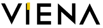 Logotipo da palavra 'VIENA' com o traço do 'I' em amarelo.