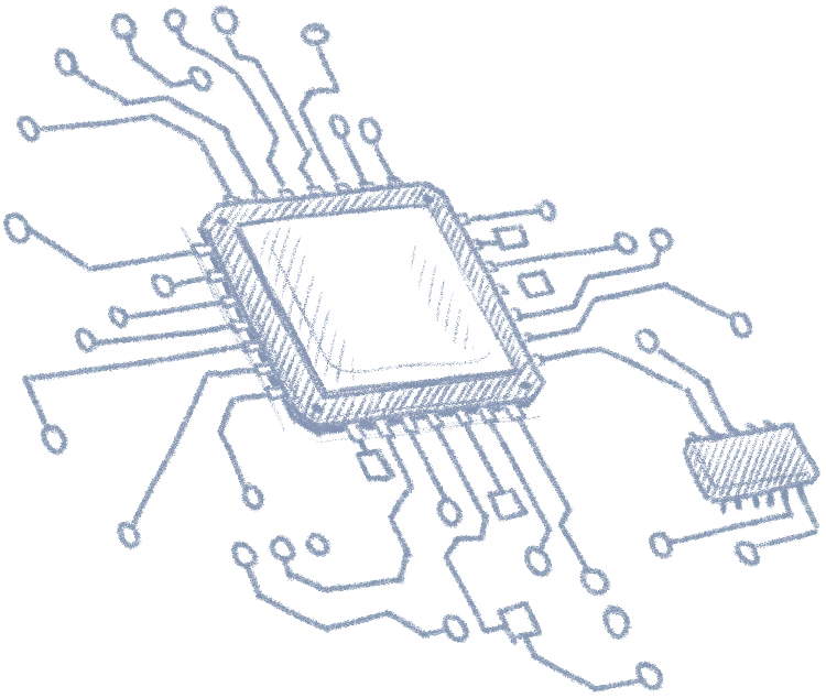 Hand-drawn sketch of circuitry