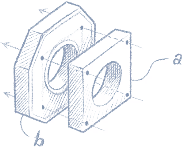 Hand-drawn sketch of two metal pieces fitting together.
