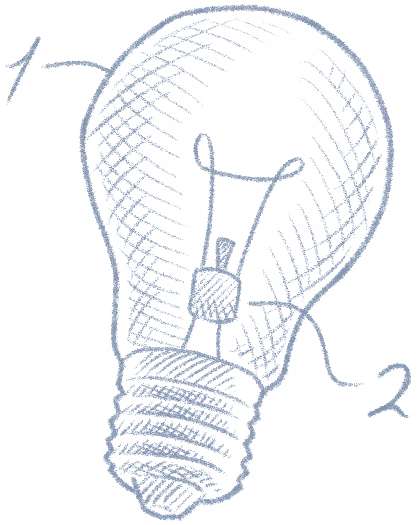 Hand-drawn sketch of a lightbulb.