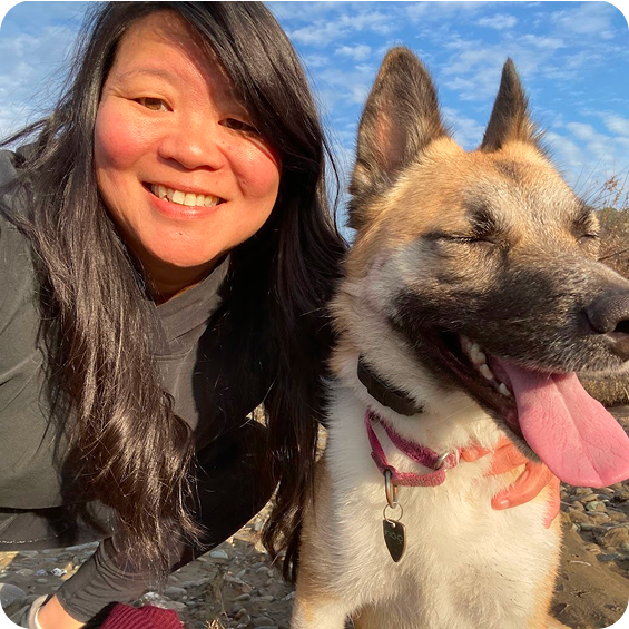 Amy Liu Miller with her dog