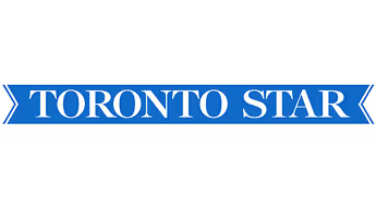a blue and white street sign