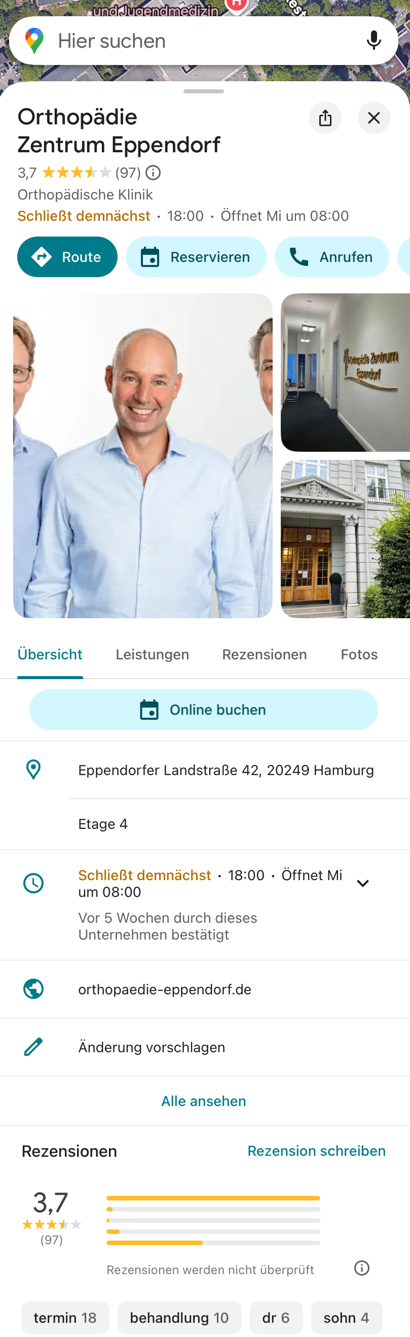 Hanse Medien SEO für Orthopädie Zentrum Eppendorf Hamburg – Praxis Website & Google Business Optimierung