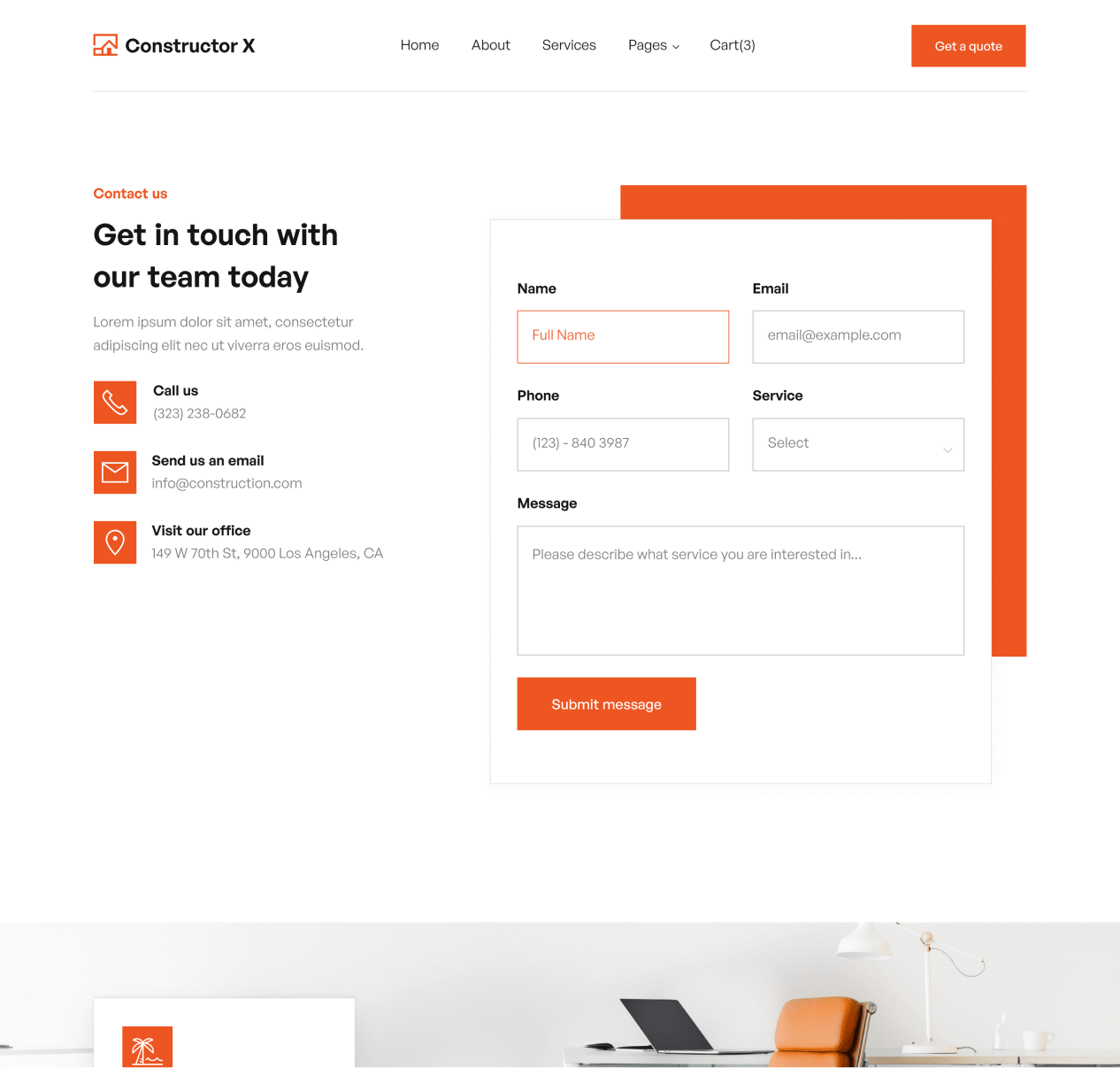 Constructor X - Contact page - Construction Webflow Template