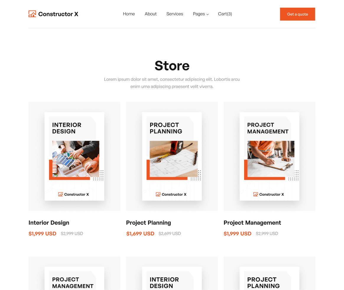 Constructor X - Shop page - Construction Webflow Template