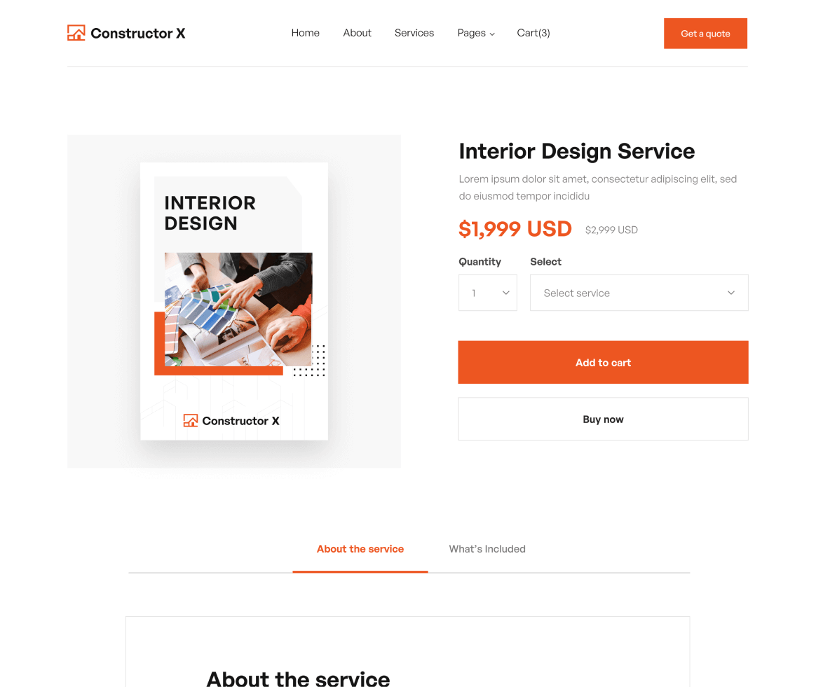 Constructor X - Single Product page - Construction Webflow Template