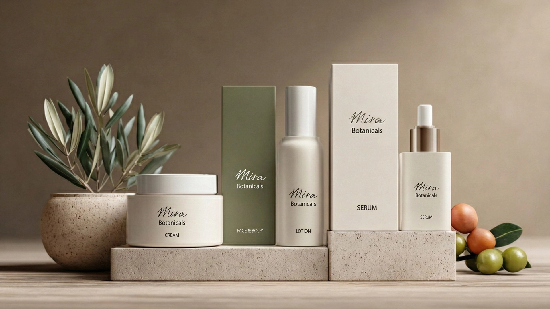 skincare products displayed in a row