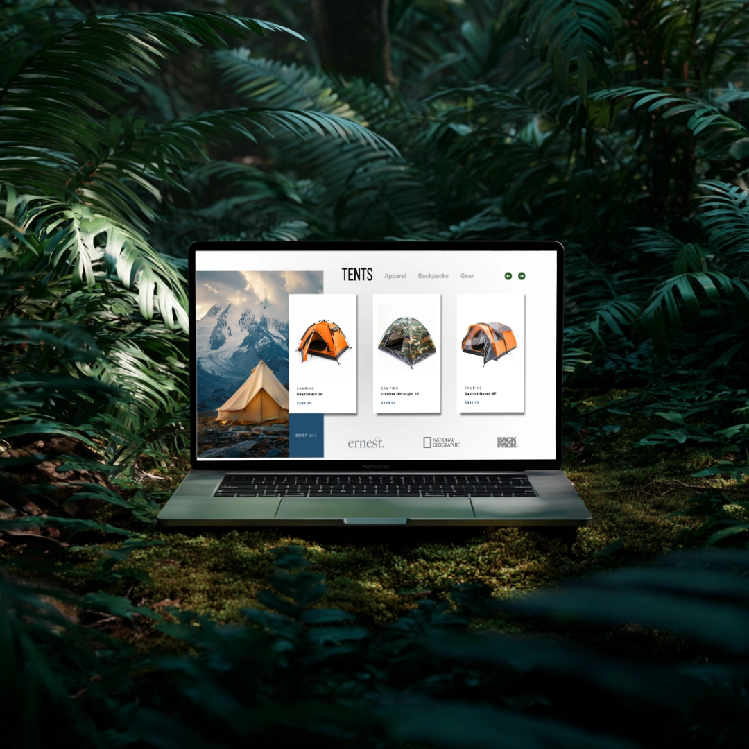 website mockup in a jungle