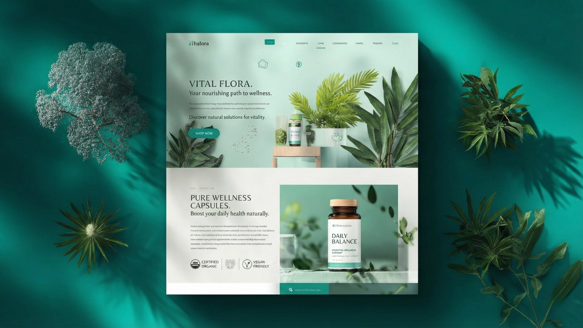 a website mockup of a wellness product