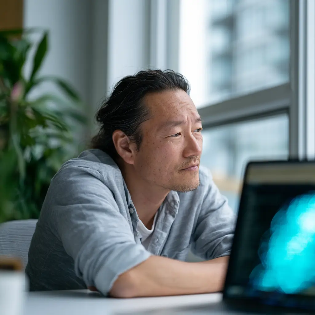 Business owner learning how to rank in ChatGPT by reviewing an AI assistant recommendation on a laptop