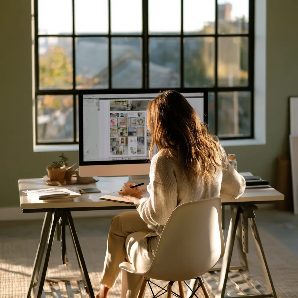 A Vancouver web specialist reviews a site on a monitor while learning how to show up in Google's AI Overviews and rank in AI search.