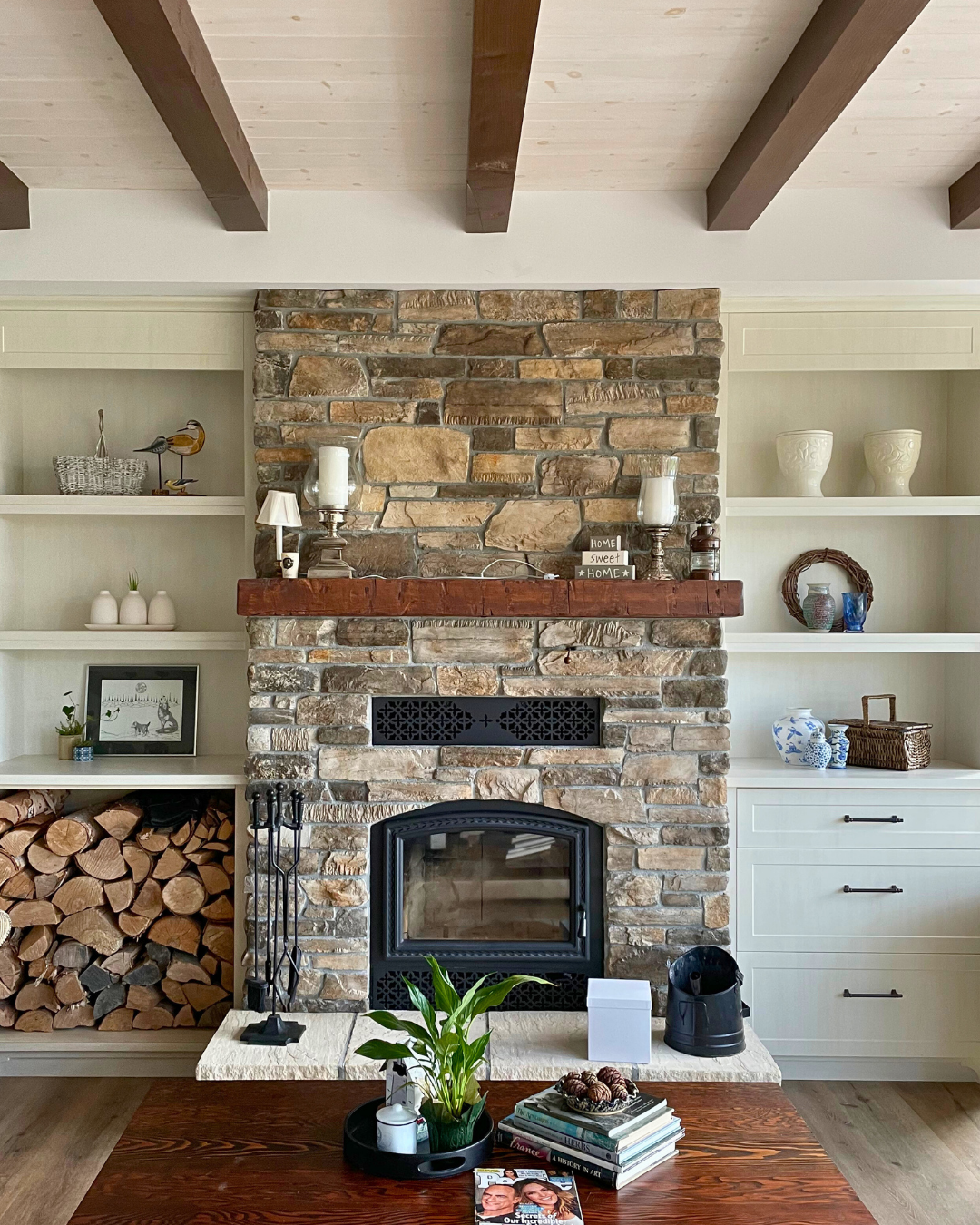 Custom stone fireplace masonry work