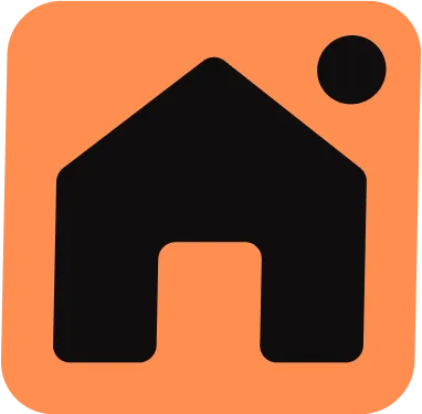 A black and orange icon of a house.