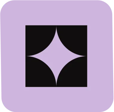 A black and white square with a purple background.