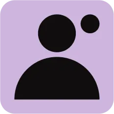 A black and purple icon of a person.