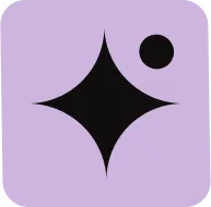 A purple and black square with a black dot on it.