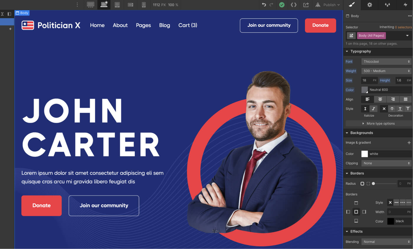 Typography - Politician X Webflow Template