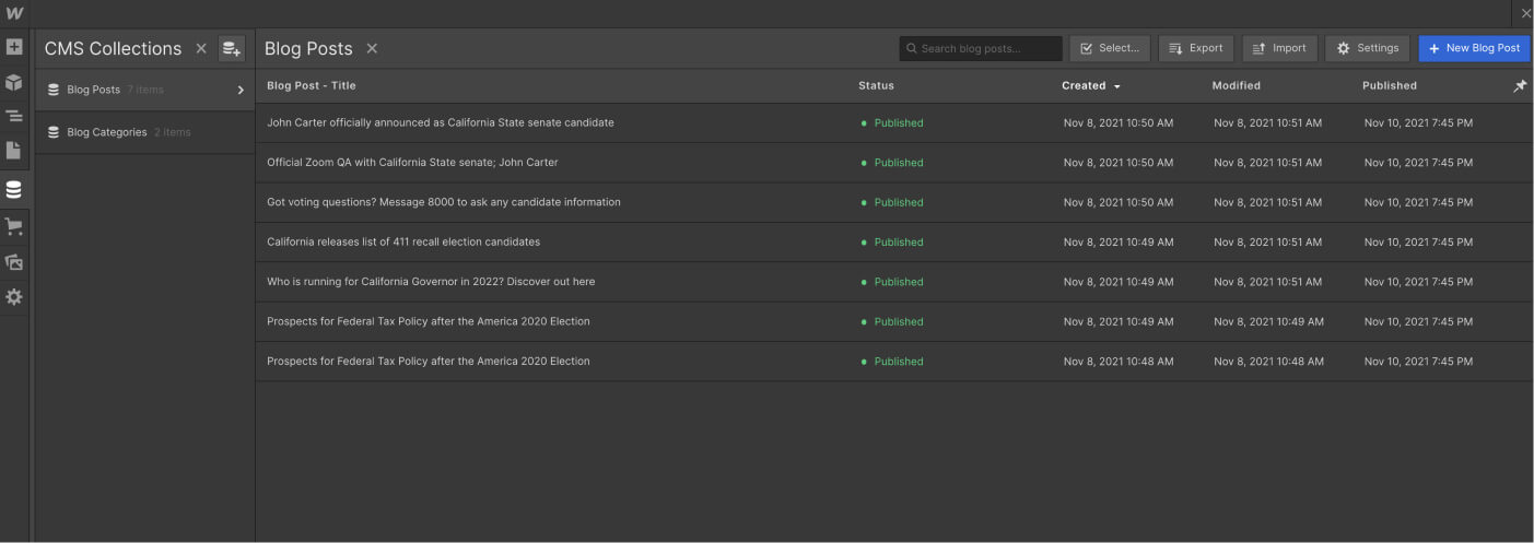 CMS Collection - Politician X Webflow Template