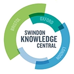 Swindon Knowledge Central logo with green segment labeled Bristol and blue segments labeled Oxford, Reading, and Aylesbury.