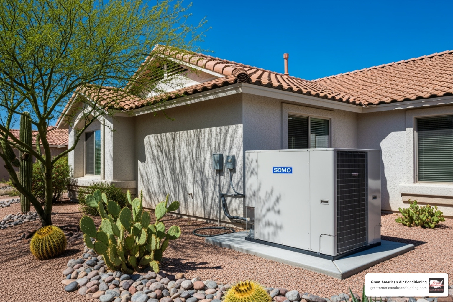 modern heat pump unit outside Arizona home - heat pump installation chandler