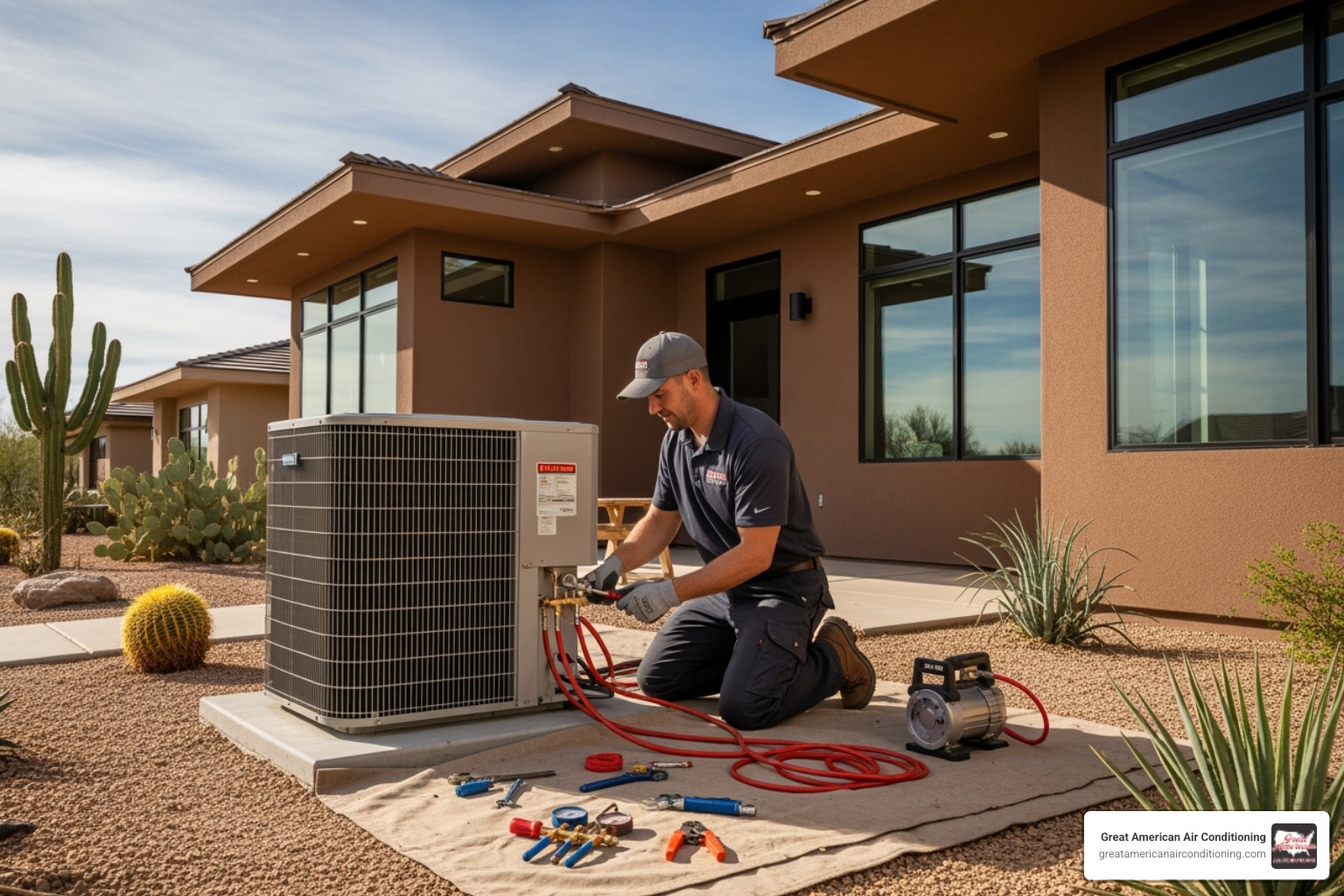 certified technician installing outdoor heat pump unit - heat pump installation chandler certified technician installing outdoor heat pump unit - heat pump installation chandler