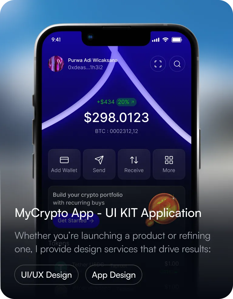 A cell phone with the text, mycrypoid app - uit application.