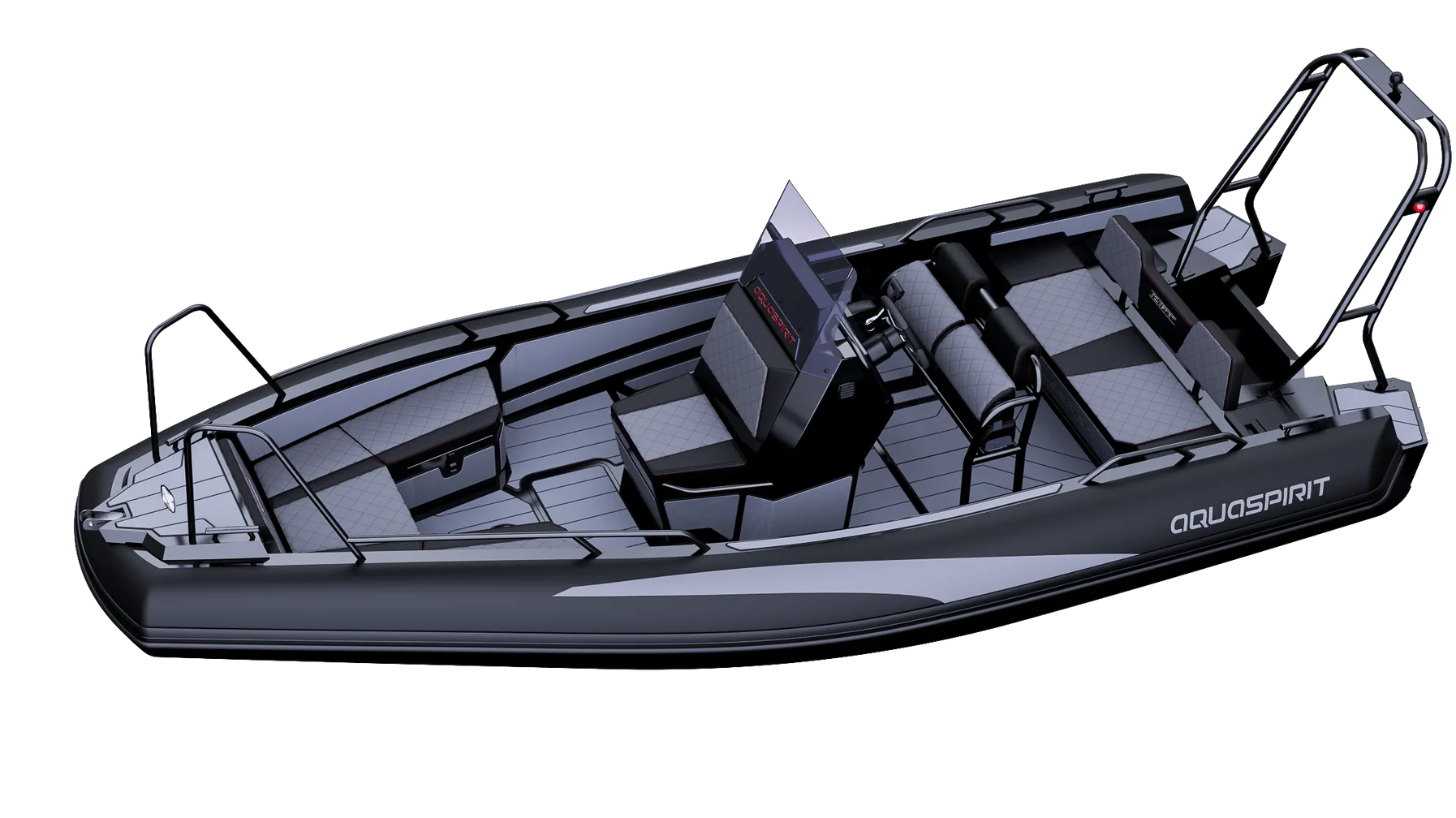 AQUASPIRIT S585 CC (Center Console) luxe aluminium RIB/rubberboot met D-tubes voor enorm veel ruimte, maximaal 150 pk, te koop bij BOWT Watersport. 